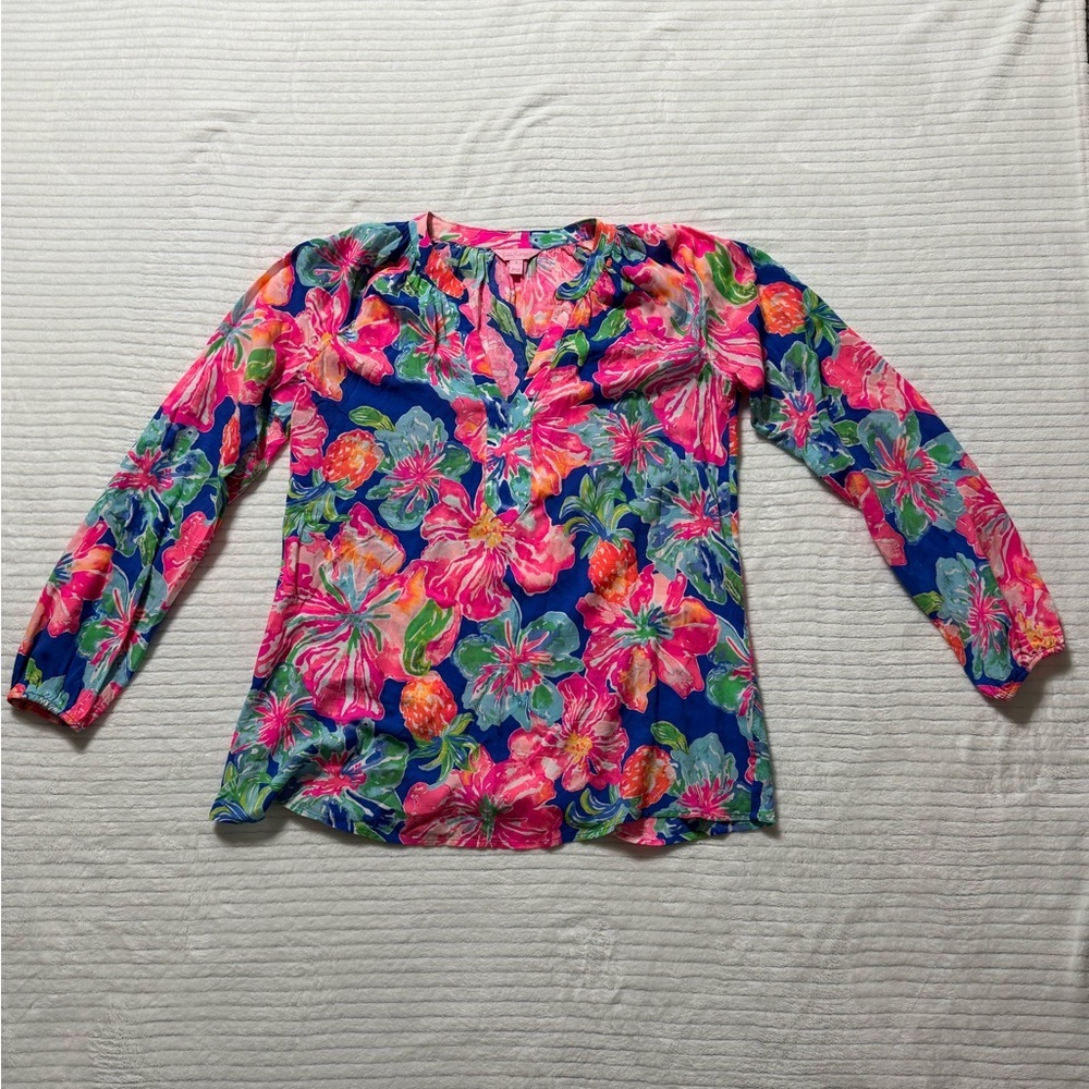 Lilly Pulitzer Pink and Blue Floral Blouse